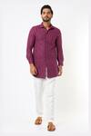 Buy_Nero by Shaifali and Satya_Purple Lucknowi Fabric Embroidered Chikankari Shirt Style Kurta Set_at_Aza_Fashions