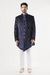 Buy_Nero by Shaifali and Satya_Blue Silk Shimmer Jacket Kurta Set_at_Aza_Fashions