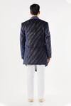 Shop_Nero by Shaifali and Satya_Blue Silk Shimmer Jacket Kurta Set_at_Aza_Fashions