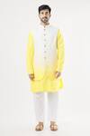 Buy_Nero by Shaifali and Satya_Yellow Silk Ombre Bundi Kurta Set_at_Aza_Fashions