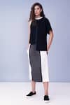House of Behram_Green Mercerised Cotton Colorblock Skirt_Online_at_Aza_Fashions