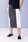 Shop_House of Behram_Green Mercerised Cotton Colorblock Skirt_Online_at_Aza_Fashions