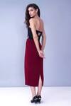 Buy_House Of Behram_Grey Moss Crepe Plain Bandeau Colorblock Dress _Online_at_Aza_Fashions