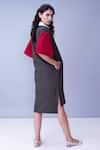 Buy_House Of Behram_Red 100% Mercerised Cotton Plain Shirt Collar Colorblock Dress _Online_at_Aza_Fashions