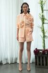 Buy_Pleats By Aruni_Orange Linen Shorts_Online_at_Aza_Fashions