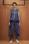 Buy_Amita Gupta_Blue Hand Woven Denim Harem Pants _at_Aza_Fashions