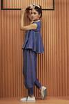 Amita Gupta_Blue Hand Woven Denim Harem Pants_Online_at_Aza_Fashions