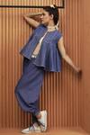 Buy_Amita Gupta_Blue Hand Woven Denim Harem Pants_Online_at_Aza_Fashions