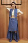 Buy_Amita Gupta_Blue Denim And Asymmetric Jacket & Skirt Set _at_Aza_Fashions
