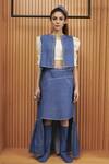 Buy_Amita Gupta_Blue Denim And Asymmetric Jacket & Skirt Set _Online_at_Aza_Fashions