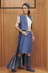Shop_Amita Gupta_Blue Denim And Asymmetric Jacket & Skirt Set _Online_at_Aza_Fashions