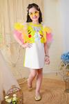 Buy_Hoity Moppet_Yellow Tulle, Crepe, Satin Embroidery Shift Dress _at_Aza_Fashions