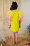 Shop_Hoity Moppet_Yellow Tulle, Crepe, Satin Embroidery Shift Dress _at_Aza_Fashions