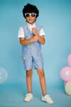 Shop Hoity Moppet Blue Cotton Printed Waistcoat And Shorts Set at Aza Fashions Shop_Hoity Moppet_Blue Cotton Printed Waistcoat And Shorts Set _at_Aza_Fashions