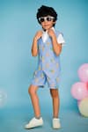 Hoity Moppet_Blue Printed Waistcoat And Shorts Set For Boys_Online_at_Aza_Fashions