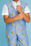Buy_Hoity Moppet_Blue Printed Waistcoat And Shorts Set For Boys_Online_at_Aza_Fashions