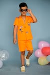 Buy_Hoity Moppet_Orange Cotton Embroidery Shirt And Shorts Set _at_Aza_Fashions