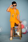 Buy_Hoity Moppet_Orange Cotton Embroidery Shirt And Shorts Set _Online_at_Aza_Fashions
