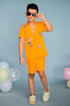 Shop_Hoity Moppet_Orange Cotton Embroidery Shirt And Shorts Set _Online_at_Aza_Fashions