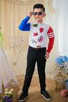 Buy_Hoity Moppet_White Cotton Embroidery Avengers Color Block Shirt _at_Aza_Fashions