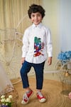 Buy Hoity Moppet White Cotton Embroidery Avengers Placement Shirt at Aza Fashions Buy_Hoity Moppet_White Cotton Embroidery Avengers Placement Shirt _at_Aza_Fashions