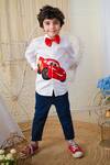 Shop_Hoity Moppet_White Cotton Embroidery Car Shirt _at_Aza_Fashions