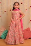 Buy_Tiny Colour Clothing_Pink Mulmul Cotton Printed Block Kamal Anarkali With Dupatta _at_Aza_Fashions