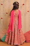 Shop_Tiny Colour Clothing_Pink Mulmul Cotton Printed Block Kamal Anarkali With Dupatta _at_Aza_Fashions