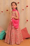 Tiny Colour Clothing_Pink Mulmul Cotton Printed Block Kamal Anarkali With Dupatta _at_Aza_Fashions