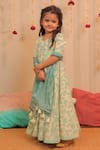 Shop_Tiny Colour_Yellow Chiffon, Cotton Tassels Lily Printed Anarkali With Dupatta _Online_at_Aza_Fashions