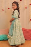 Tiny Colour_Yellow Chiffon, Cotton Tassels Lily Printed Anarkali With Dupatta _at_Aza_Fashions