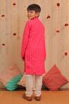 Shop_TINY COLOUR_Pink Cambric Cotton Printed Block Gulab Kurta Set _at_Aza_Fashions