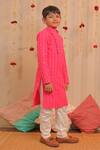 TINY COLOUR_Pink Cambric Cotton Printed Block Gulab Kurta Set _Online_at_Aza_Fashions