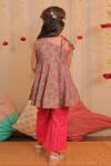 Shop_TINY COLOUR_Pink Mulmul Cotton Printed Block Gulab Kurta Set _at_Aza_Fashions