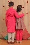 Buy_TINY COLOUR_Pink Mulmul Cotton Printed Block Gulab Kurta Set _Online_at_Aza_Fashions