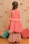 Shop_Tiny Colour_Peach Chiffon, Cotton Lace, Tassels Mogra Printed Kurta Gharara Set _at_Aza_Fashions