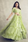 Buy_Torani_Green Organza Angoori Meher Passa Lehenga Set_at_Aza_Fashions