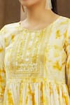 Shop_Khwaab by Sanjana Lakhani_Yellow Muslin Embroidered Floral Round Abstract Print Kurta And Pant Set _Online_at_Aza_Fashions