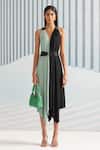 Buy_Pleats By Aruni_Green Halter Neck Pleated Dress_at_Aza_Fashions