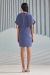 Shop_Pleats by Aruni_Blue Crepe Plain Round Pleated Dress _at_Aza_Fashions