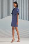 Buy_Pleats by Aruni_Blue Crepe Plain Round Pleated Dress _Online_at_Aza_Fashions