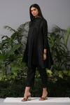 Pleats By Aruni_Black Polyester High Pleated Tunic And Pant Set_Online_at_Aza_Fashions