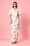 Buy_Pasha India_Pink Crepe Floral Round Pre-draped Saree With Blouse _at_Aza_Fashions