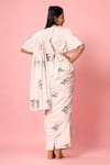 Shop_Pasha India_Pink Crepe Floral Round Pre-draped Saree With Blouse _at_Aza_Fashions