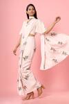 Shop_Pasha India_Pink Crepe Floral Round Pre-draped Saree With Blouse _Online_at_Aza_Fashions
