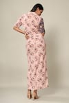 Shop_Pasha India_Pink Rayon Slub Floral Print Spread Collar Cropped Shirt And Skirt Set _at_Aza_Fashions
