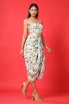 Buy_Pasha India_Green Rayon Slub Floral Sweetheart Crop Top And Skirt Set _at_Aza_Fashions