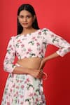 Pasha India_Multi Color Rayon Slub Floral Boat Blouse And Lehenga Set _at_Aza_Fashions