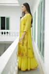 Buy_Neeta Bhargava_Yellow Textured Banarasi, Tissue Cotton Silk Floral Embroidered And Sharara Set _Online_at_Aza_Fashions