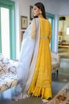 Shop_Neeta Bhargava_Yellow Organza, Tissue, Banarasi Chanderi Embroidered Anarkali Gharara Set _at_Aza_Fashions